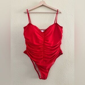 NEW | J. CREW | Red Ruched Sweetheart One-Piece Swimsuit  - Size 22